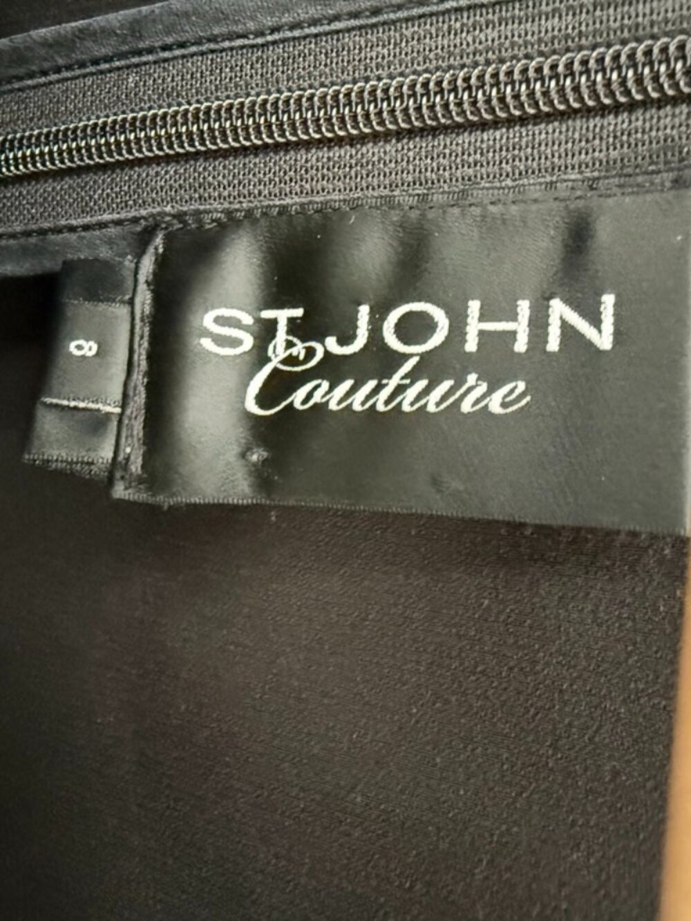 ST. JOHN Collection Black Long Sleeve Ruched Ruffle Side Mini Sheath Dress - Picture 3 of 5